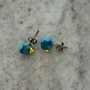 Turquoise and Gold Stud Earrings